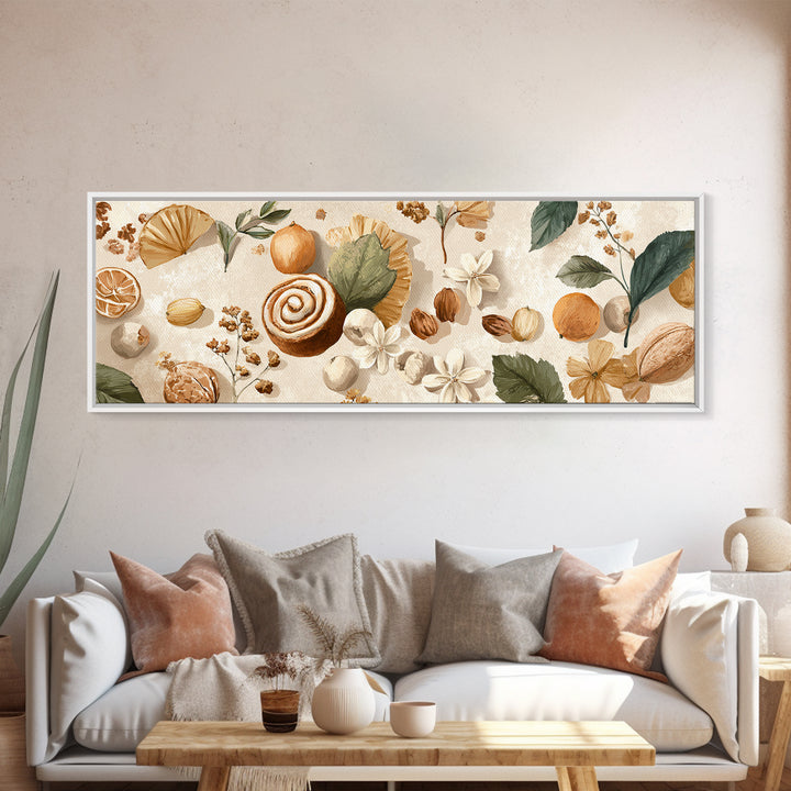 Cinnamon Rolls in a Warm Country Kitchen Framed Canvas Print, Bakery Art, Digital Print, Bakery Decor, Fine Art, Patisserie, BAK-3x1-51