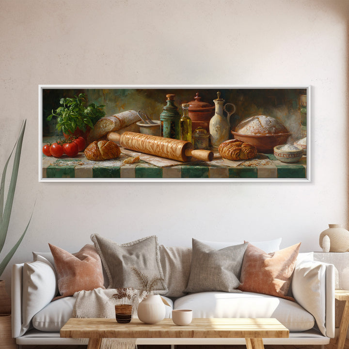 Patisserie Pattern of Rolling Pins and Pastries Canvas Print, Bakery Art, Bakery, Bakery Decor, Oil Painting, Patisserie, BAK-3x1-61