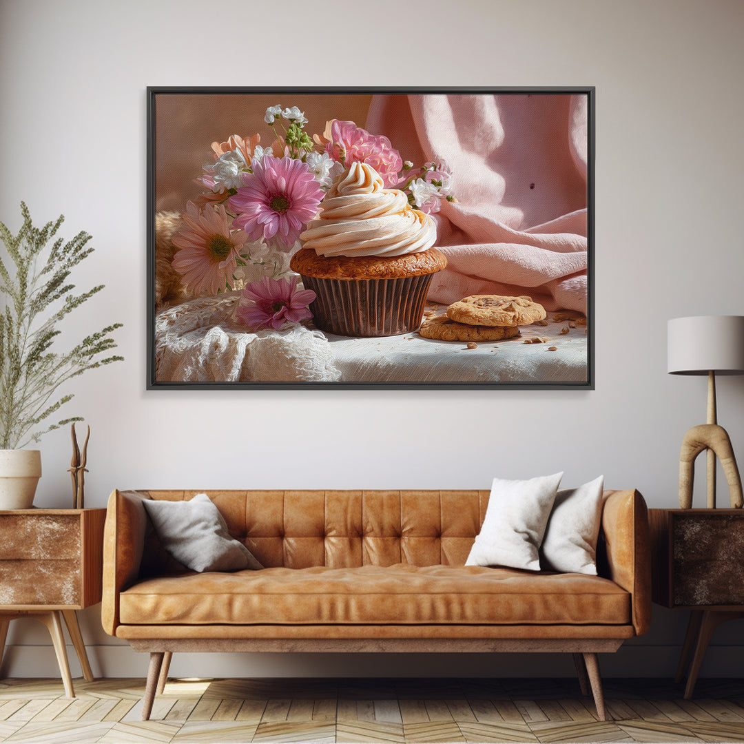 Cupcake Bouquet Painted Canvas Print, Bakery Art, Modern Decor, Bakery Decor, Fine Art, Patisserie, Wall Decor, Art Print, BAK-3x2-11