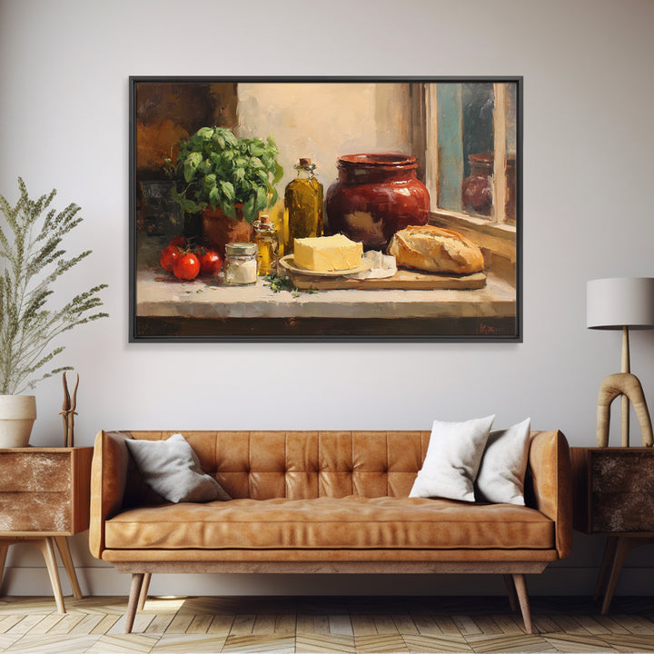 Baguette and Butter Still Life on Marble Canvas Print, Bakery Art, Neutral Wall Art, Bakery Decor, Fine Art, Patisserie, BAK-3x2-12