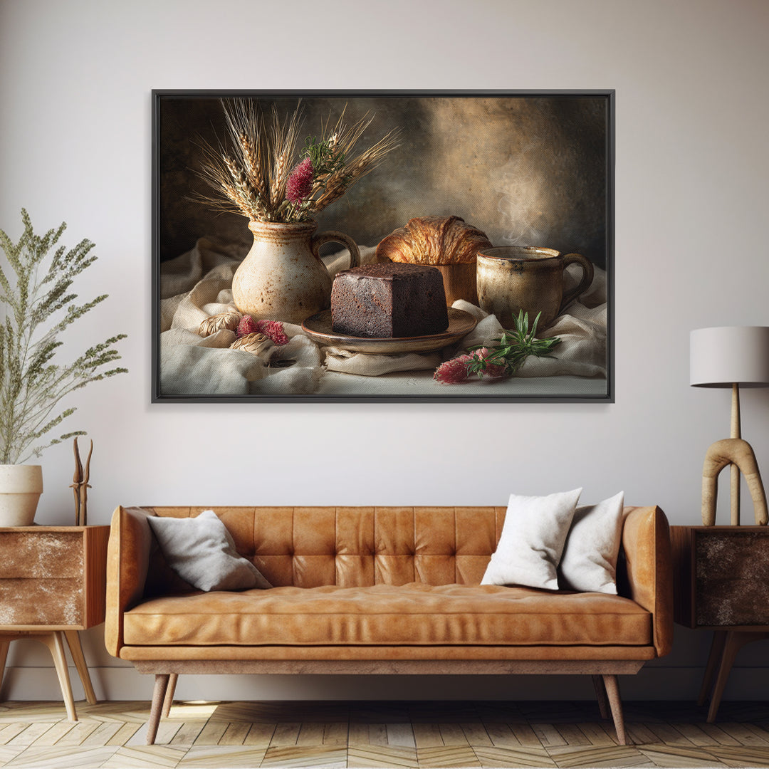 Chocolate Truffle Still Life Framed Canvas Print, Bakery Art, Fine Art, Bakery Decor, Patisserie, Textured Painting, BAK-3x2-23