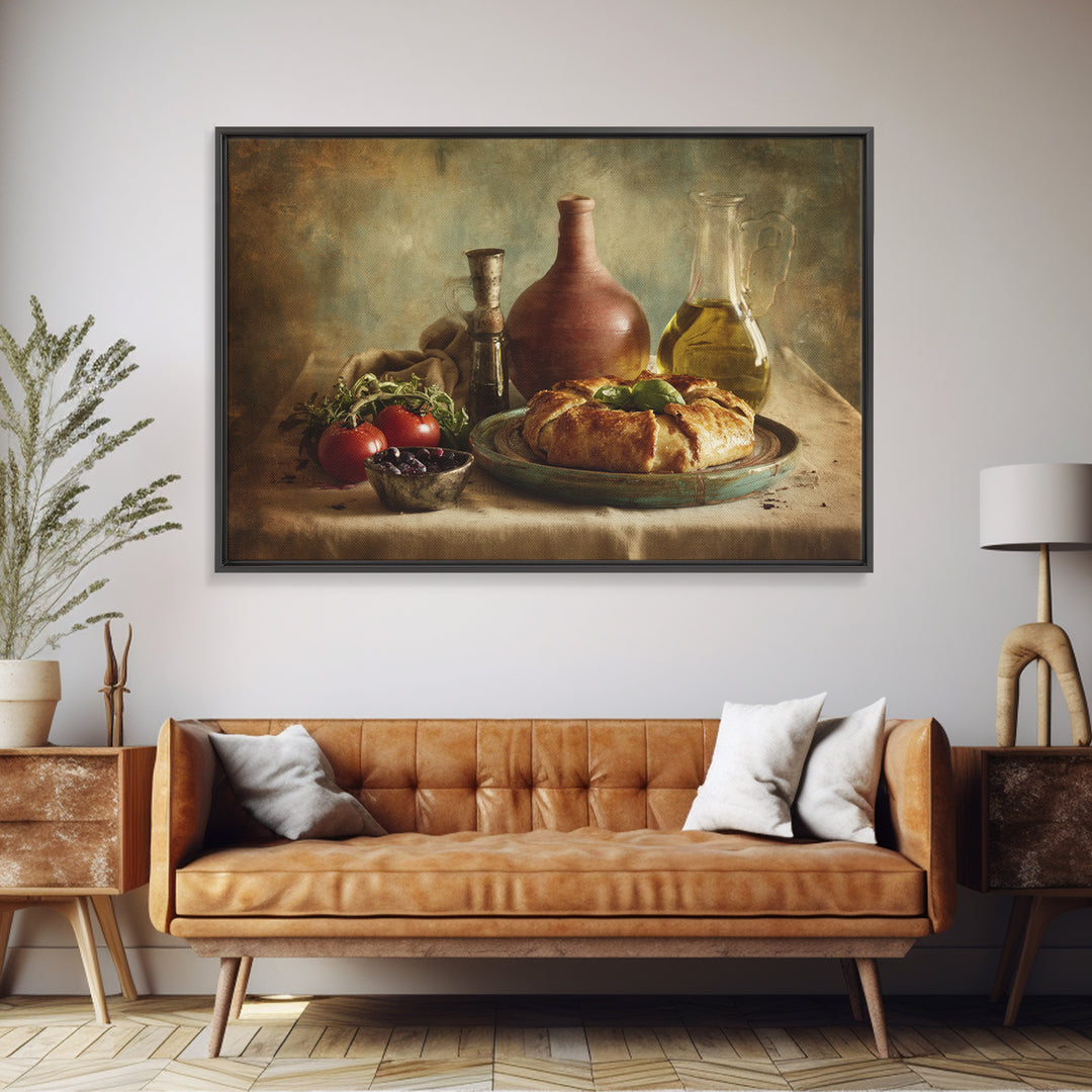 Blueberry Galette with Rustic Farmhouse Texture Framed Canvas Print, Bakery Art, Gallery Decor, Bakery Decor, Patisserie, BAK-3x2-27