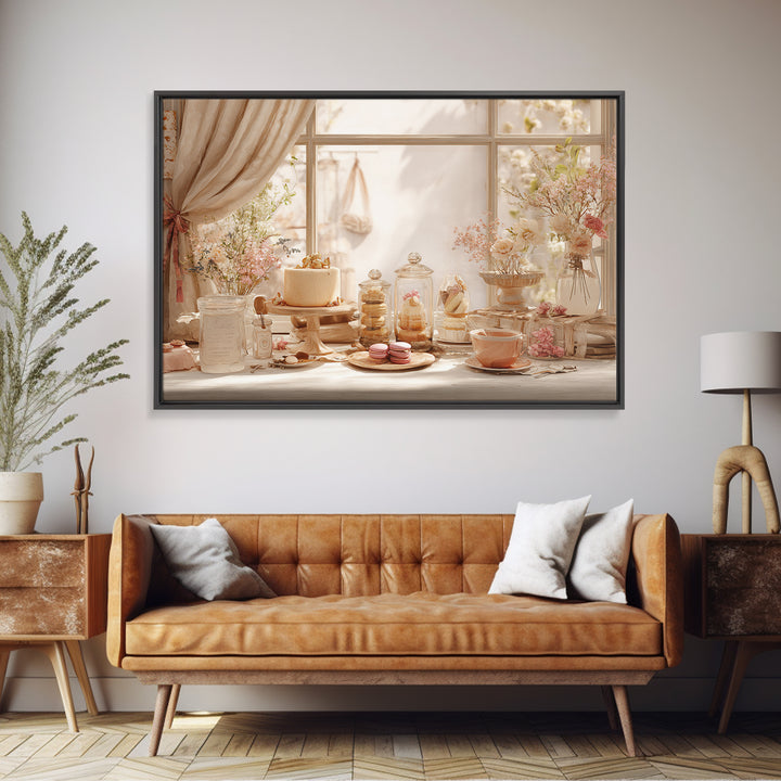 French Patisserie Window Display of Pastel Pastries Canvas Print, Bakery Art, Neutral Wall Art, Bakery Decor, Patisserie, BAK-3x2-30