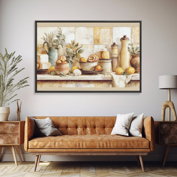 Cinnamon Rolls in a Warm Country Kitchen Framed Canvas Print, Bakery Art, Contemporary Art, Bakery Decor, Fine Art, Patisserie, BAK-3x2-39