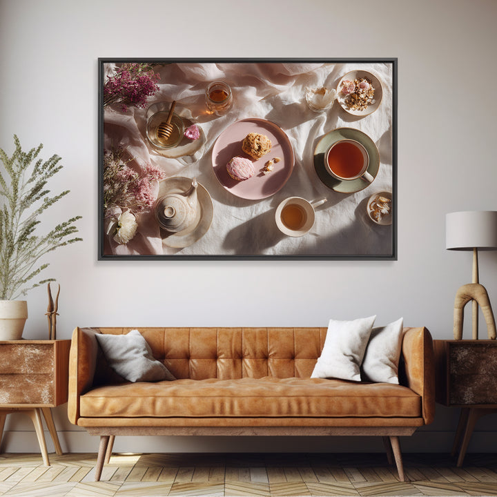 Tea and Scone Arrangement Canvas Print, Bakery Art, Gallery Decor, Bakery Decor, Fine Art, Patisserie, Wall Art, Home Decor, BAK-3x2-48