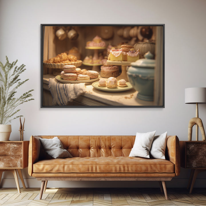 French Patisserie Window Display of Pastel Pastries Canvas Print, Bakery Art, Neutral Wall Art, Bakery Decor, Patisserie, BAK-3x2-54
