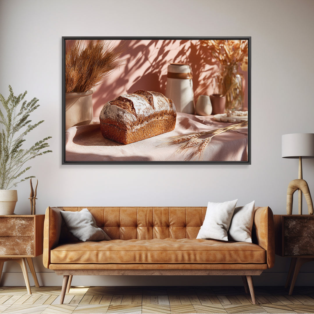 Rustic Loaf of Bread Framed Canvas Print, Bakery Art, Watercolor Print, Bakery Decor, Oil Painting, Patisserie, Fine Art Print, BAK-3x2-8