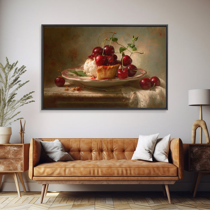 Cherry Tart Still Life Framed Canvas Print, Bakery Art, Fine Art Print, Bakery Decor, Fine Art, Patisserie, Printable Wall Art, BAK-3x2-81
