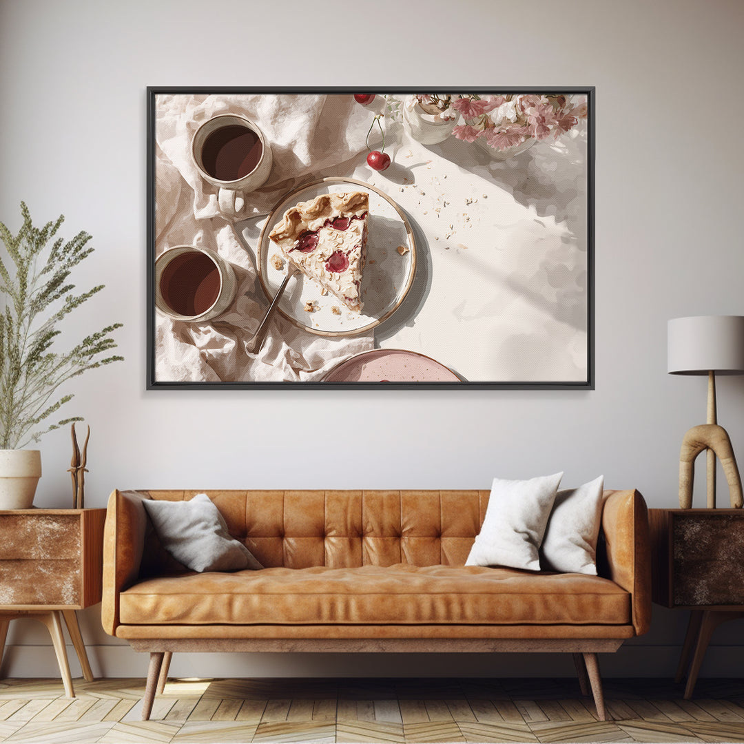 Retro Diner Pie Illustration Framed Canvas Print, Bakery Art, Art Print, Bakery Decor, Fine Art, Patisserie, Kitchen Print, BAK-3x2-92