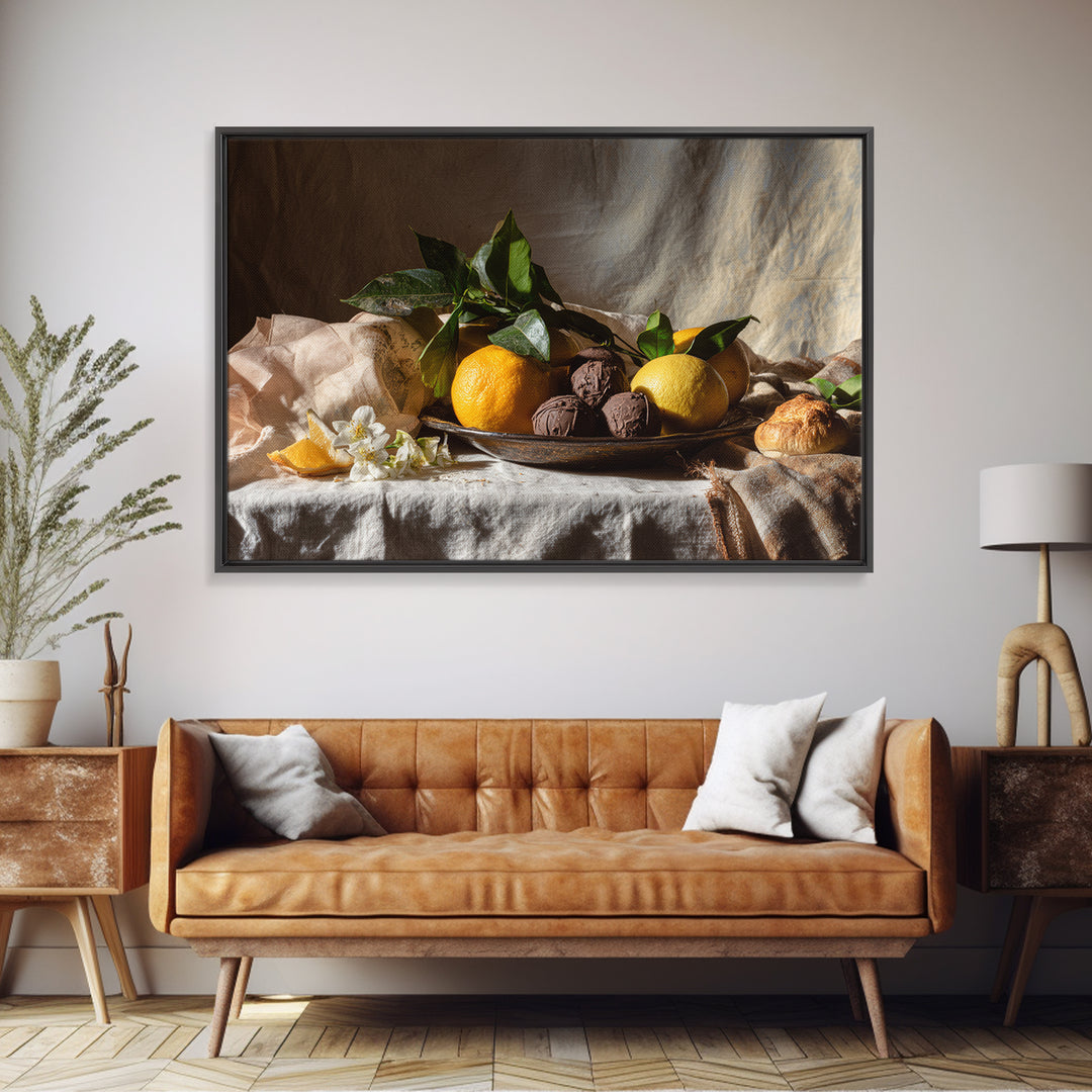 Chocolate Truffle Still Life Framed Canvas Print, Bakery Art, Kitchen Art, Bakery Decor, Fine Art, Patisserie, Neutral Wall Art, BAK-3x2-95