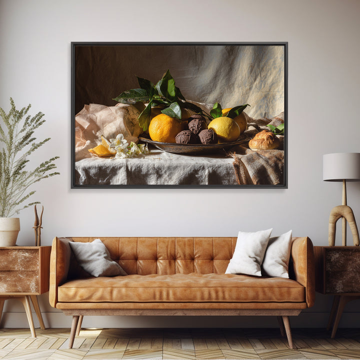 Chocolate Truffle Still Life Framed Canvas Print, Bakery Art, Kitchen Art, Bakery Decor, Fine Art, Patisserie, Neutral Wall Art, BAK-3x2-95