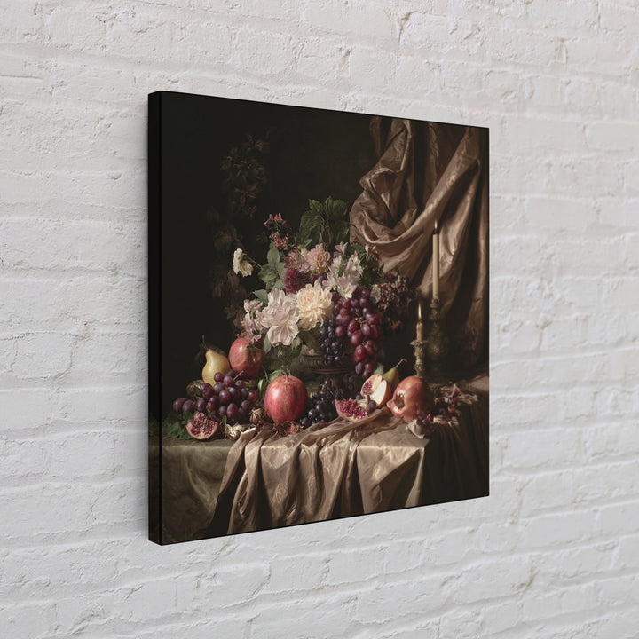 Lavish Banquet Fruit Composition Canvas Print, Baroque Art, Printable Wall Art, Living Room Decor, Ornate, Minimalist Wall Art, BAO-1x1-20