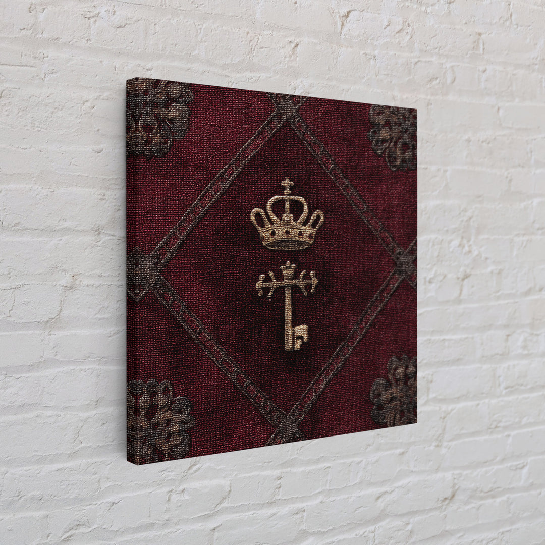 Dark Red Velvet Canvas Print, Baroque Art, Printable Wall Art, Living Room Decor, Fine Art, Ornate, Minimalist Wall Art, BAO-1x1-23