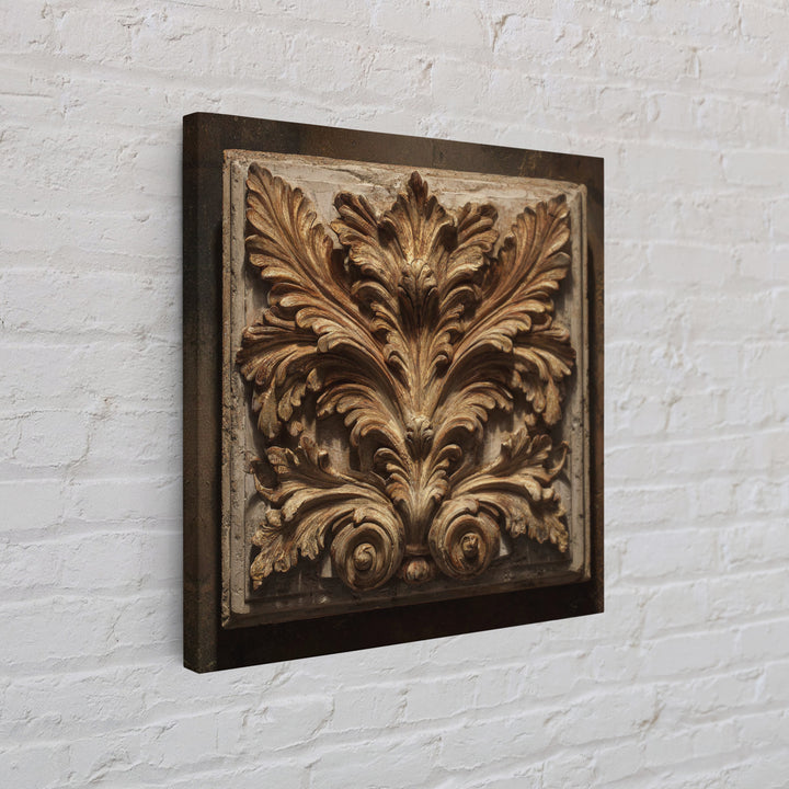 Carved Acanthus Leaf Ornament Study Framed Canvas Print, Baroque Art, Modern Wall Art, Living Room Decor, Fine Art, Ornate, BAO-1x1-39
