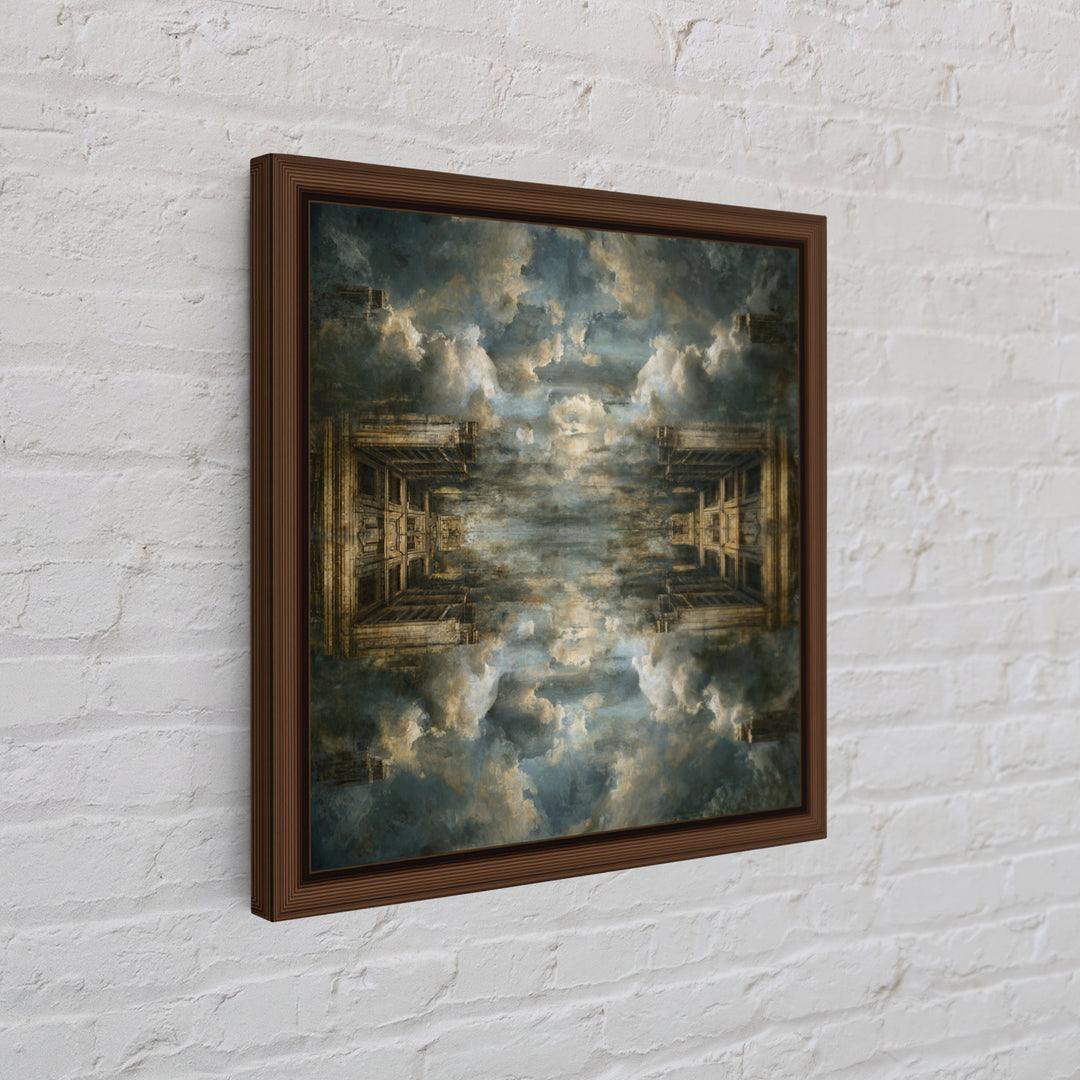 Classical Ruins Beneath a Dramatic Sky Framed Canvas Print, Baroque Art, Feminist Art, Living Room Decor, Fine Art, Ornate, BAO-1x1-67