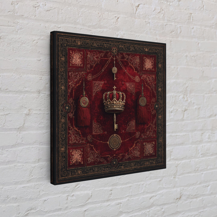 Dark Red Velvet Framed Canvas Print, Baroque Art, Dark Academia Art, Living Room Decor, Fine Art, Ornate, Modern Decor, BAO-1x1-71