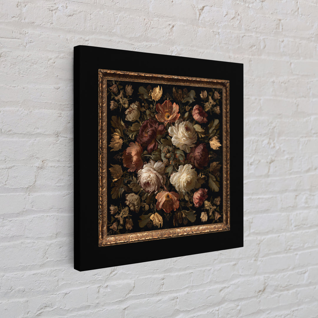 Ornate Gold Frame Illusion Around a Botanical Canvas Print, Baroque Art, Baroque, Living Room Decor, Oil Painting, Ornate, BAO-1x1-81