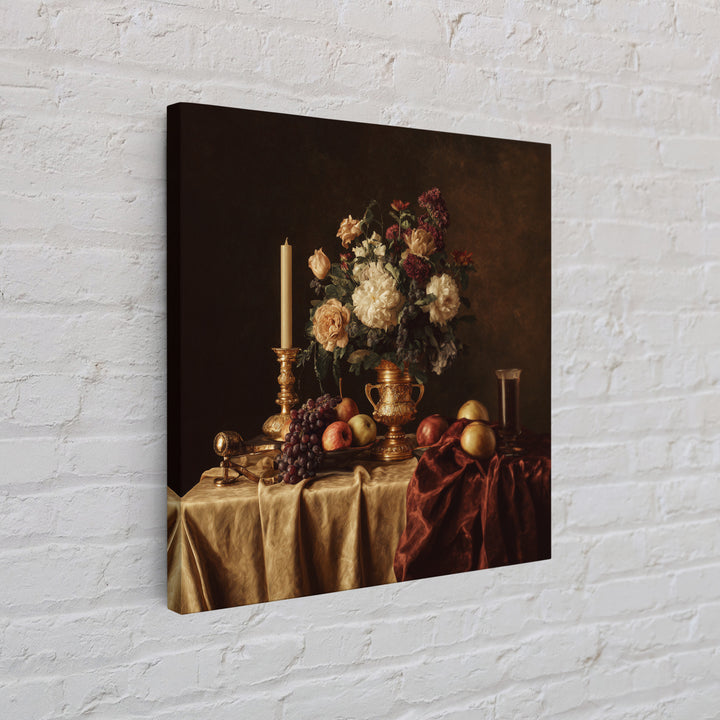 Golden Harp and Roses Canvas Print, Baroque Art, Portrait Painting, Living Room Decor, Fine Art, Ornate, Neutral Decor, BAO-1x1-90
