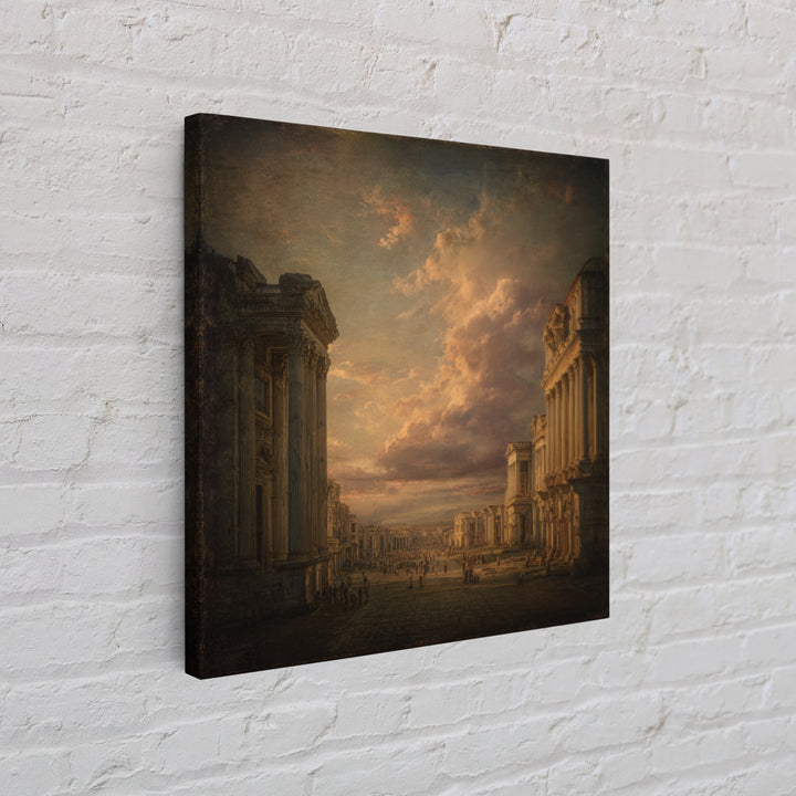 Classical Ruins Beneath a Dramatic Sky Canvas Print, Baroque Art, Wall Decor, Living Room Decor, Fine Art, Ornate, BAO-1x1-91