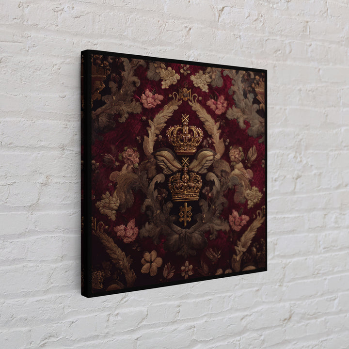 Dark Red Velvet Canvas Print, Baroque Art, Art Nouveau Decor, Living Room Decor, Fine Art, Ornate, Art Print, Textured Painting, BAO-1x1-95