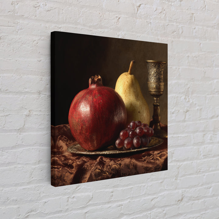 Dramatic Fruit Still Life Canvas Print, Baroque Art, Wall Decor, Living Room Decor, Oil Painting, Ornate, Contemporary Art, BAO-1x1-97