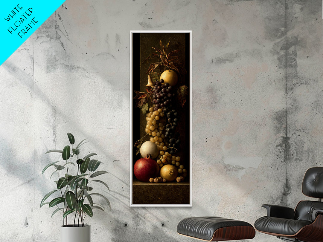 Dramatic Fruit Still Life Canvas Print, Baroque Art, Gallery Wall, Living Room Decor, Fine Art, Ornate, Neutral Decor, BAO-1x3-13