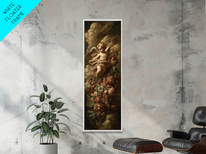Ornate Cherub Figure Surrounded by Clouds and Canvas Print, Baroque Art, Moody Wall Art, Living Room Decor, Fine Art, Ornate, BAO-1x3-14