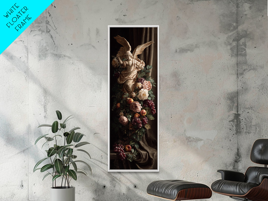 Gilded Angel Wings Emerging from Storm Clouds Canvas Print, Baroque Art, Minimalist Wall Art, Living Room Decor, Ornate, BAO-1x3-18