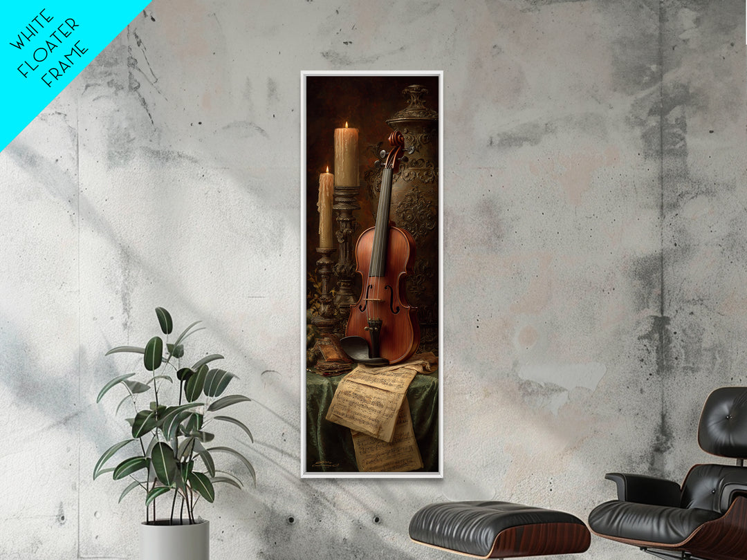 Baroque Violin and Sheet Music Still Life Canvas Print, Baroque Art, Art Nouveau Decor, Living Room Decor, Fine Art, Ornate, BAO-1x3-23