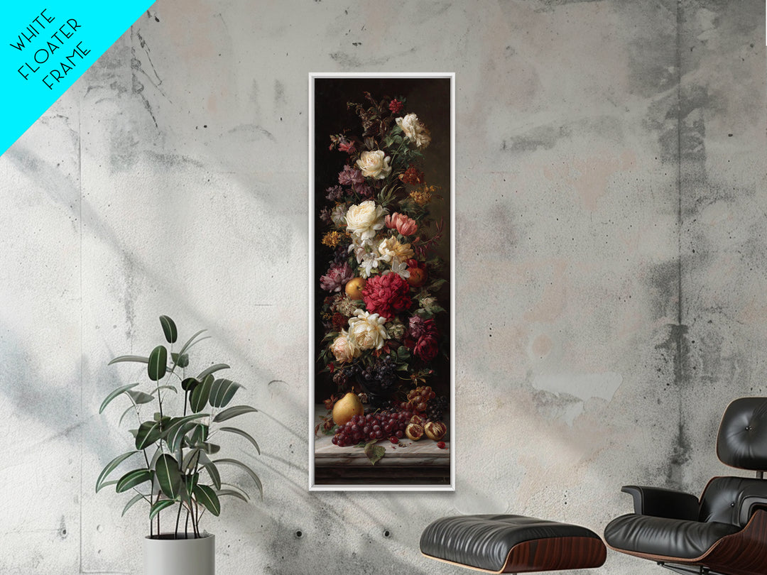 Dark Floral Arrangement Canvas Print, Baroque Art, Wall Decor, Living Room Decor, Oil Painting, Ornate, Contemporary Art, BAO-1x3-40