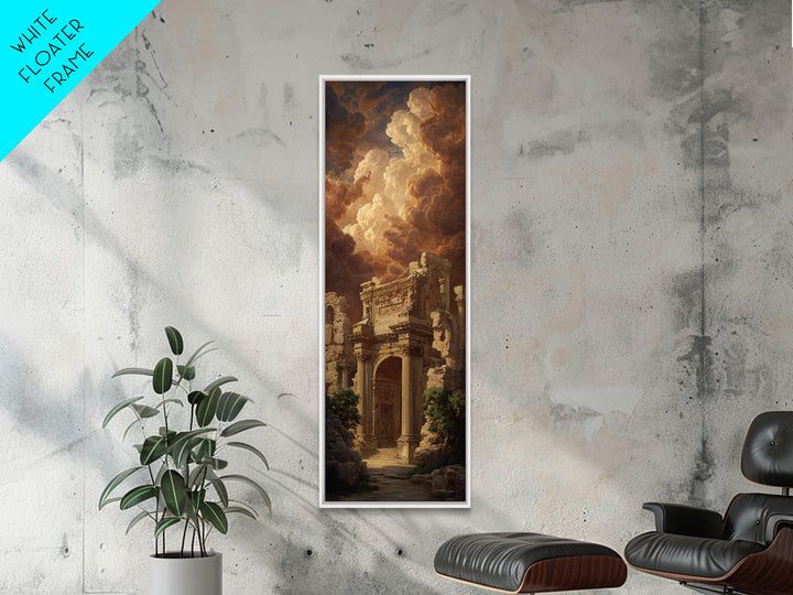 Classical Ruins Beneath a Dramatic Sky Framed Canvas Print, Baroque Art, Room Decor, Living Room Decor, Fine Art, Ornate, BAO-1x3-79