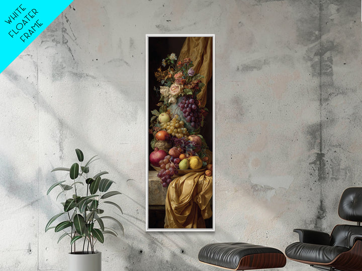 Lavish Banquet Fruit Composition Framed Canvas Print, Baroque Art, Eclectic Wall Art, Living Room Decor, Fine Art, Ornate, BAO-1x3-8