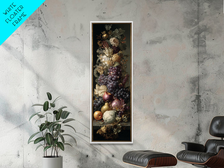 Lavish Banquet Fruit Composition Framed Canvas Print, Baroque Art, Textured Painting, Living Room Decor, Fine Art, Ornate, BAO-1x3-80