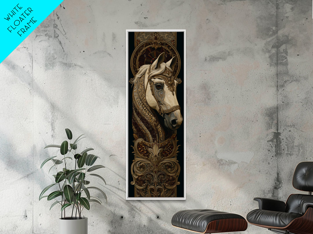 Dramatic Horse Portrait Framed Canvas Print, Baroque Art, Boho Decor, Living Room Decor, Fine Art, Ornate, Printable Wall Art, BAO-1x3-84