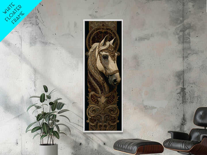 Dramatic Horse Portrait Framed Canvas Print, Baroque Art, Boho Decor, Living Room Decor, Fine Art, Ornate, Printable Wall Art, BAO-1x3-84
