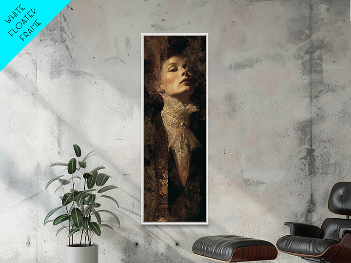 Classical Portrait with Lace Collar and Jewel Framed Canvas Print, Baroque Art, Decor, Living Room Decor, Fine Art, Ornate, BAO-1x3-91