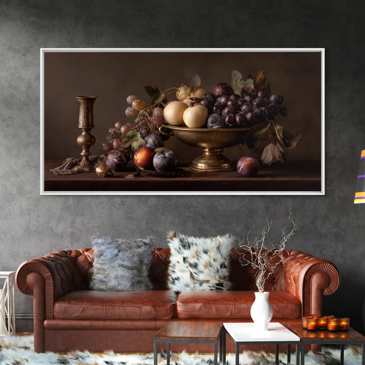 Dramatic Fruit Still Life Canvas Print, Baroque Art, Wall Decor, Living Room Decor, Oil Painting, Ornate, Contemporary Art, BAO-2x1-21