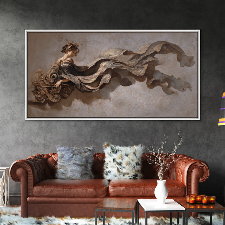 Mythic Goddess Figure Canvas Print, Baroque Art, Statement Artwork, Living Room Decor, Oil Painting, Ornate, Printable Wall Art, BAO-2x1-58