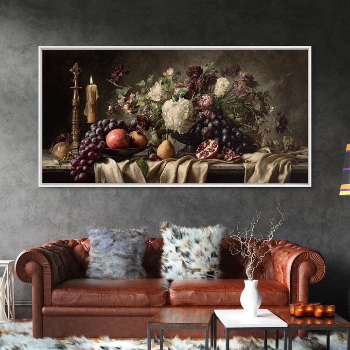 Lavish Banquet Fruit Composition Canvas Print, Baroque Art, Printable Wall Art, Living Room Decor, Ornate, Minimalist Wall Art, BAO-2x1-64