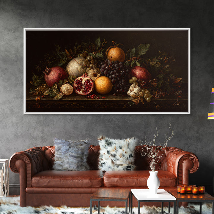 Dramatic Fruit Still Life Canvas Print, Baroque Art, Minimalist Decor, Living Room Decor, Fine Art, Ornate, Whimsical Decor, BAO-2x1-69