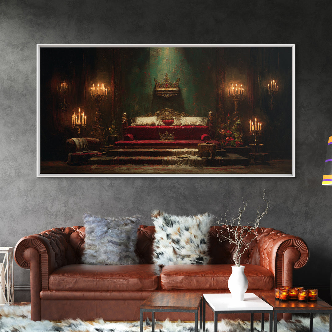 Dark Red Velvet Framed Canvas Print, Baroque Art, Contemporary Art, Living Room Decor, Fine Art, Ornate, 3d Wall Art, BAO-2x1-91