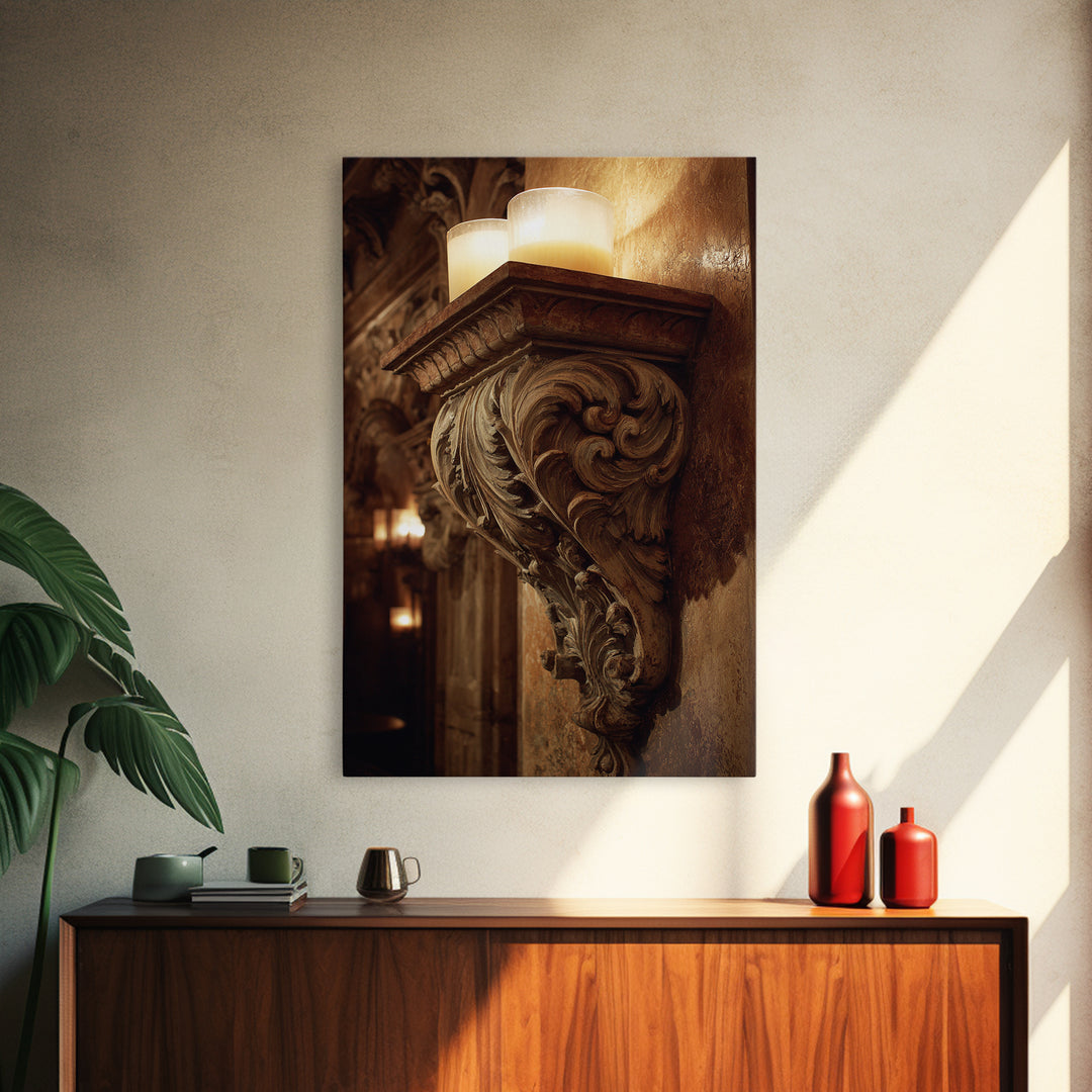 Carved Acanthus Leaf Ornament Study Canvas Print, Baroque Art, Minimalist Wall Art, Living Room Decor, Fine Art, Ornate, BAO-2x3-23