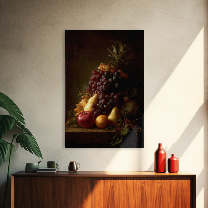 Dramatic Fruit Still Life Canvas Print, Baroque Art, Minimalist Decor, Living Room Decor, Oil Painting, Ornate, Whimsical Decor, BAO-2x3-57