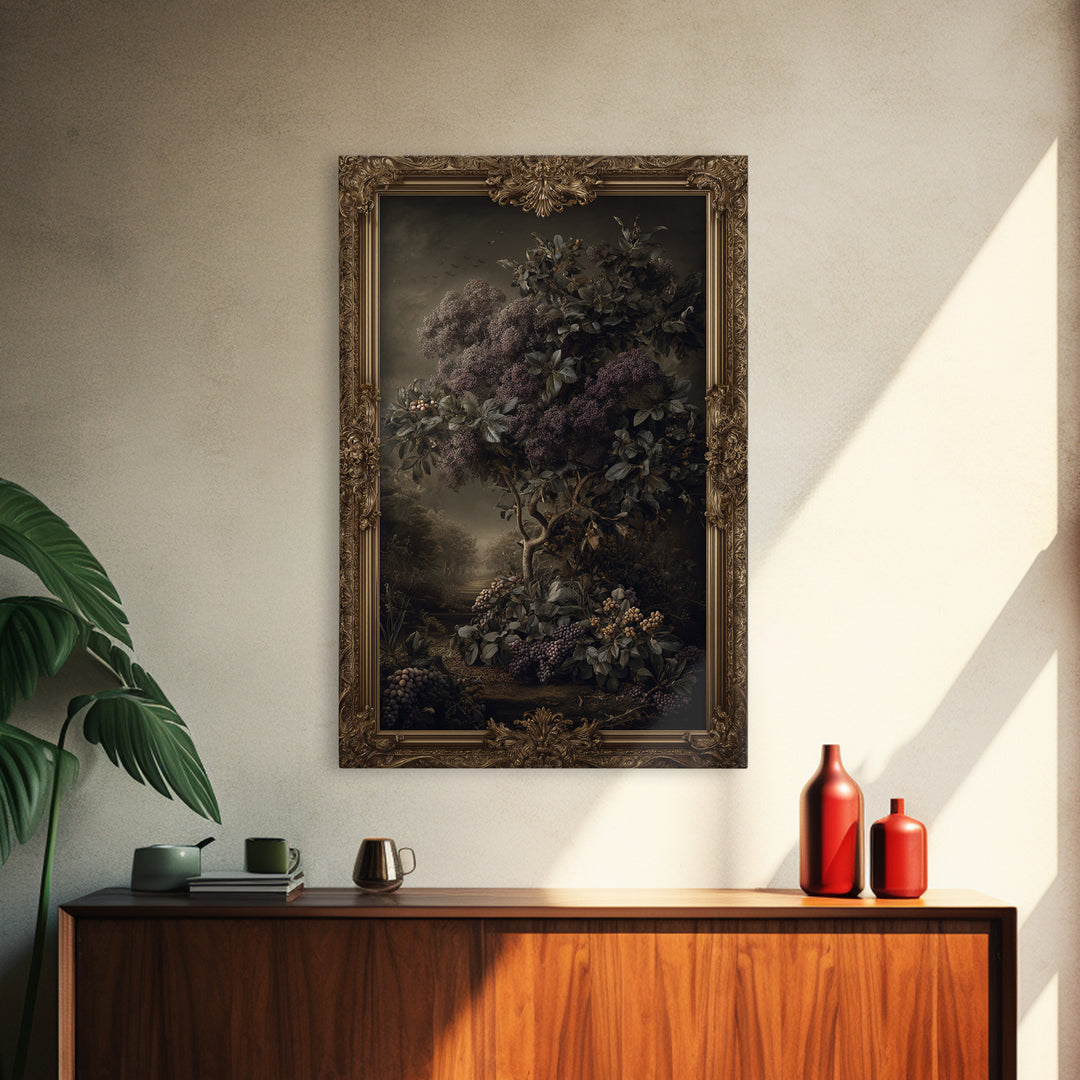 Ornate Gold Frame Illusion Around a Botanical Canvas Print, Baroque Art, Art Print, Living Room Decor, Oil Painting, Ornate, BAO-2x3-65