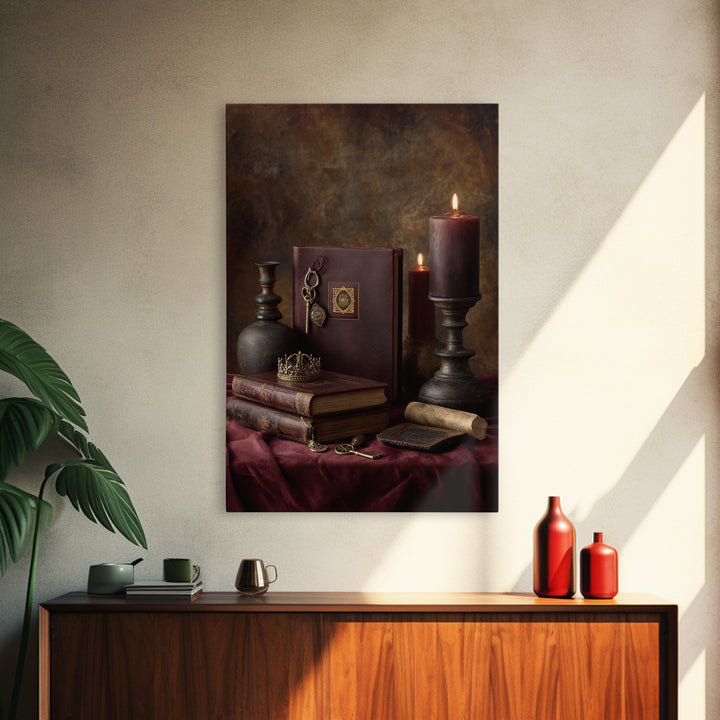 Dark Red Velvet Canvas Print, Baroque Art, Art, Living Room Decor, Fine Art, Ornate, Modern Wall Art, Living Room Wall Art, BAO-2x3-7