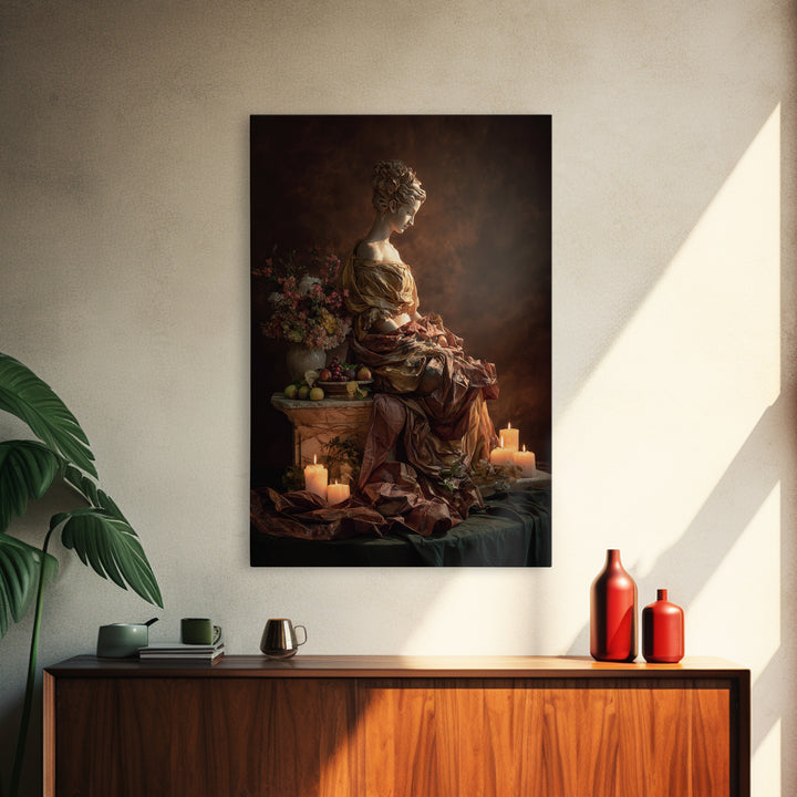 Mythic Goddess Figure Canvas Print, Baroque Art, Statement Artwork, Living Room Decor, Fine Art, Ornate, Painting, BAO-2x3-70