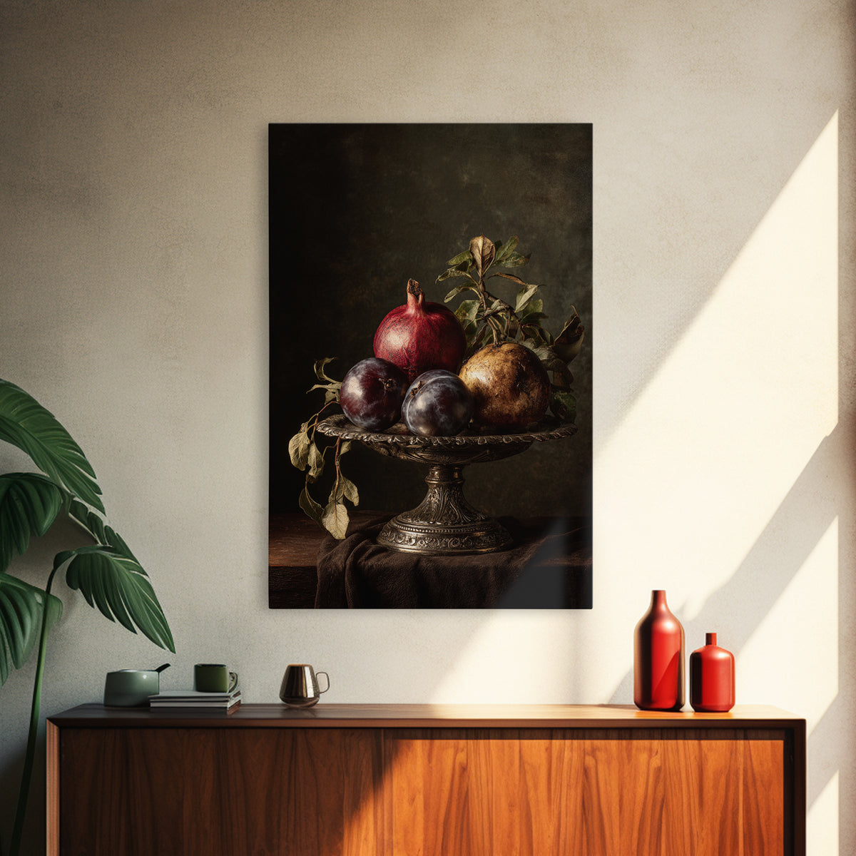 Dramatic Fruit Still Life Canvas Print, Baroque Art, Wall Decor, Living Room Decor, Fine Art, Ornate, Contemporary Art, BAO-2x3-9