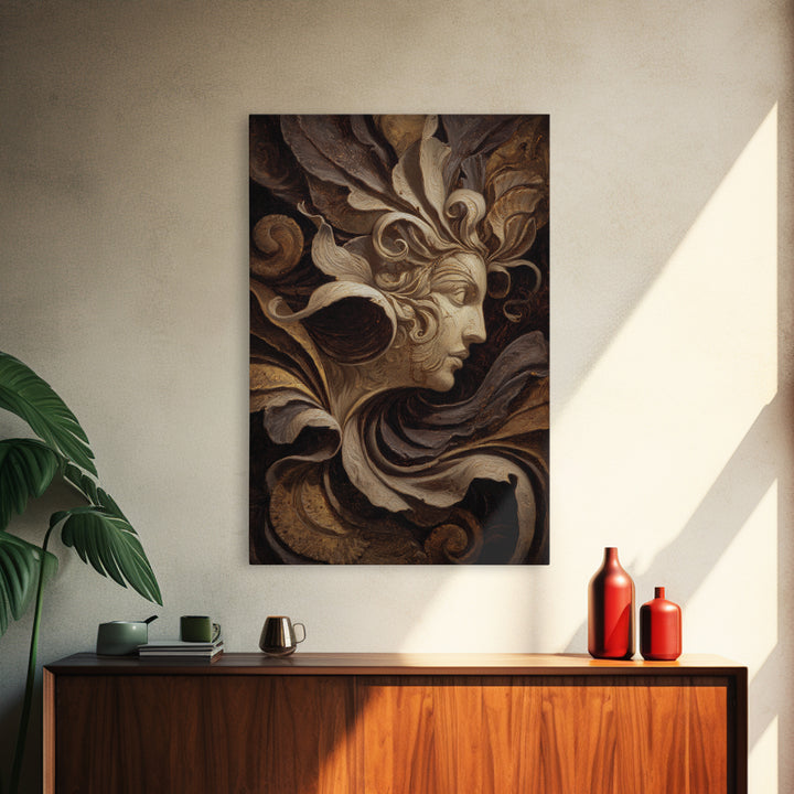 Mythic Goddess Figure Framed Canvas Print, Baroque Art, Textured Painting, Living Room Decor, Fine Art, Ornate, Printable Art, BAO-2x3-94