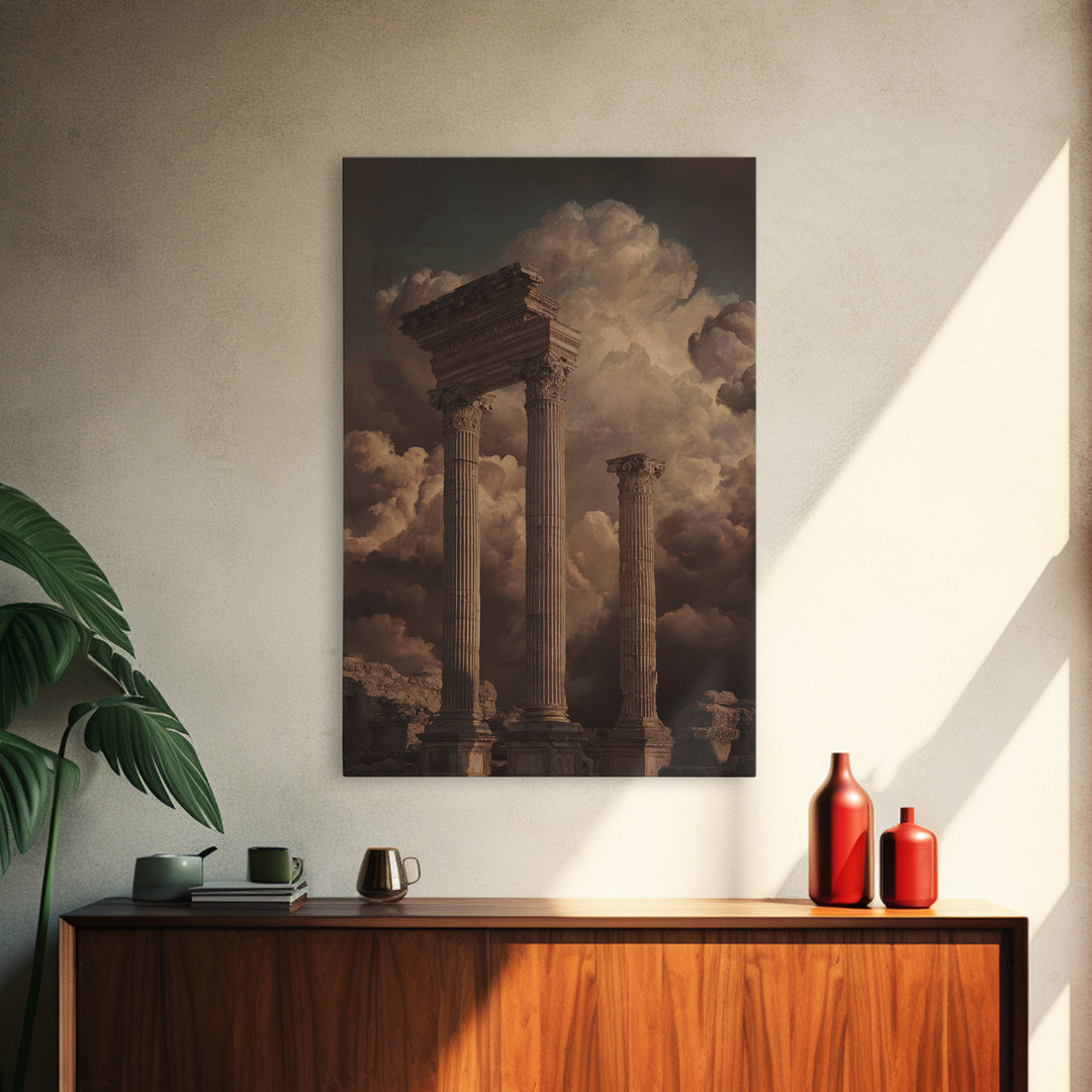 Classical Ruins Beneath a Dramatic Sky Canvas Print, Baroque Art, Fine Art Print, Living Room Decor, Fine Art, Ornate, BAO-2x3-99