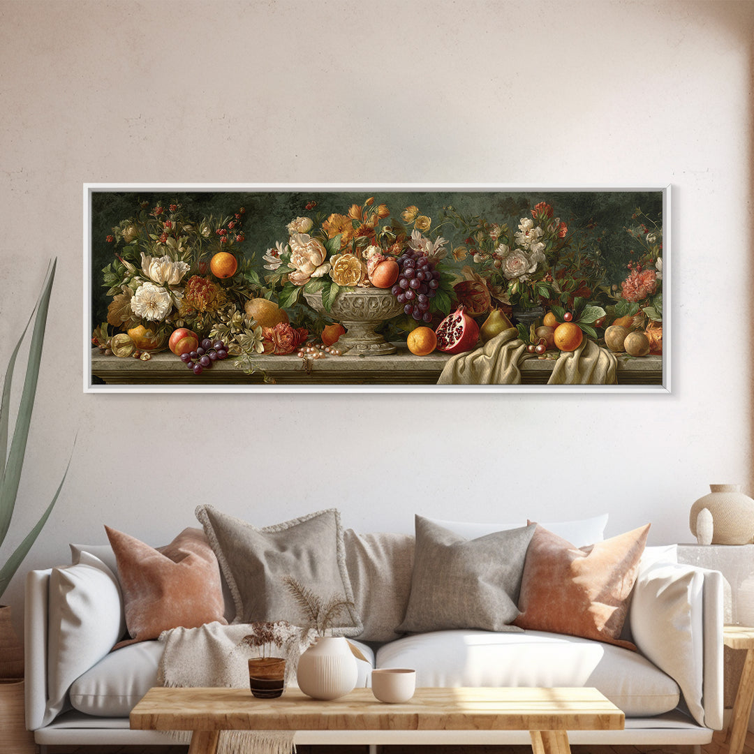Ornamental Shell and Pearl Composition Canvas Print, Baroque Art, Minimalist Decor, Living Room Decor, Fine Art, Ornate, BAO-3x1-38